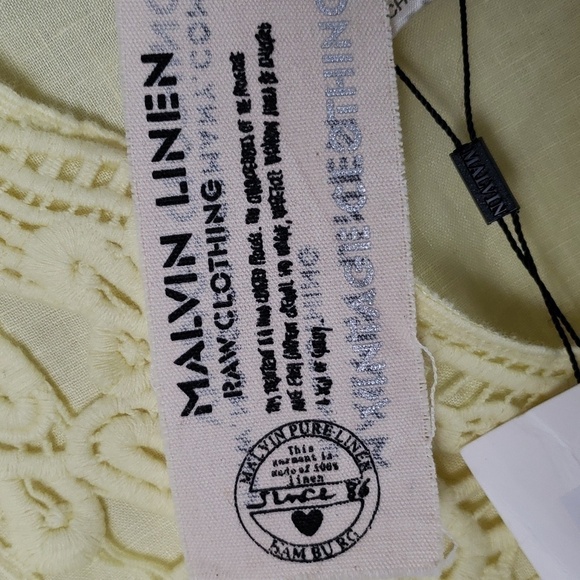 Melvin Linen Tunic Top. 3/4 Sleeve Yellow Size 10 - Picture 11 of 11